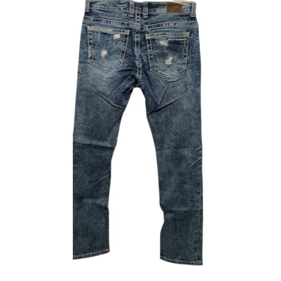 BKE Men's 29R Straight Leg Jeans Blue, Medium Wash, Distressed Denim - Picture 2 of 3